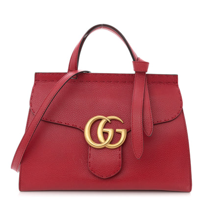 Gucci Calfskin Small GG Marmont Top Handle Bag Vulcanic Red 1 of 13