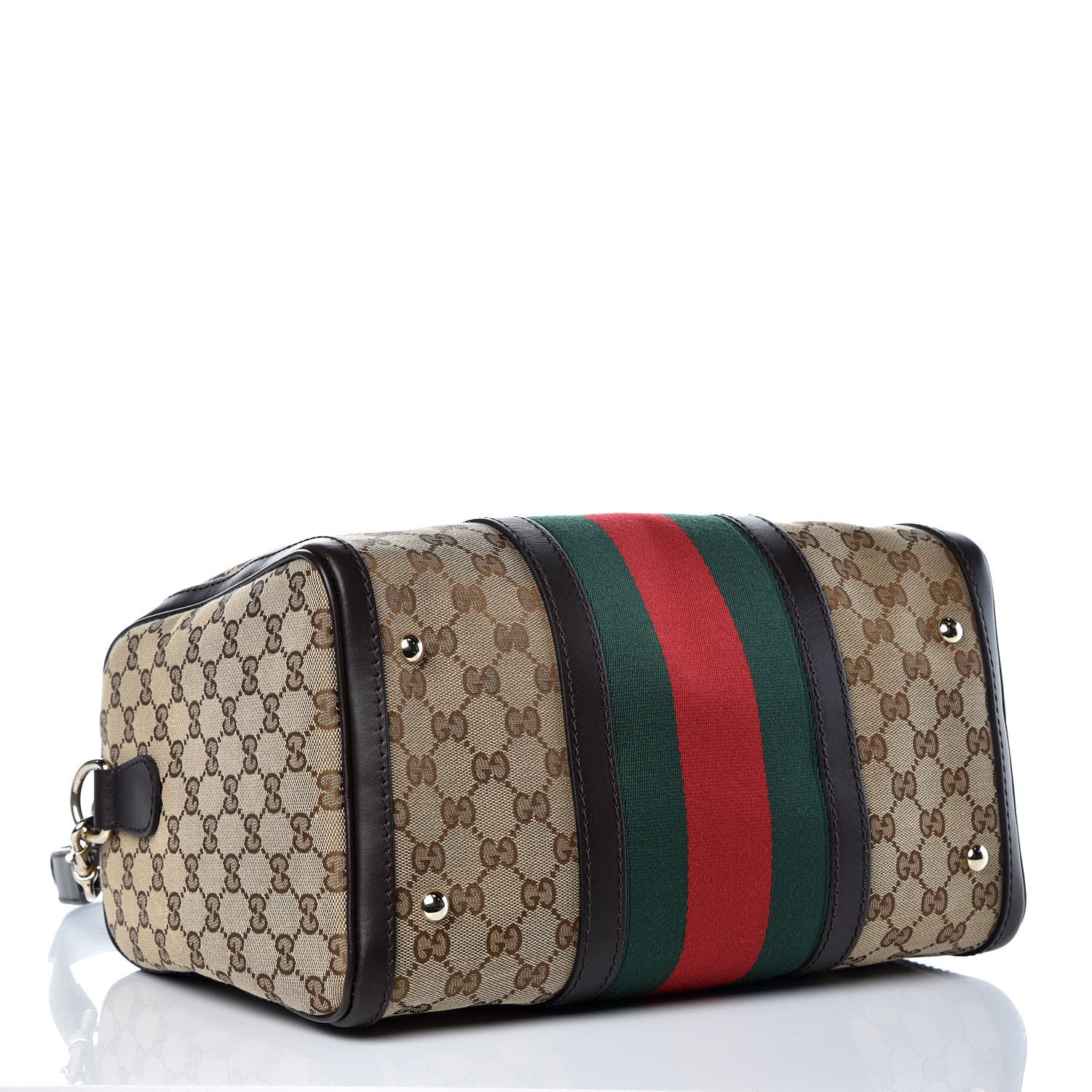 Gucci Monogram Vintage Web Medium Boston Dark Brown 4 of 12
