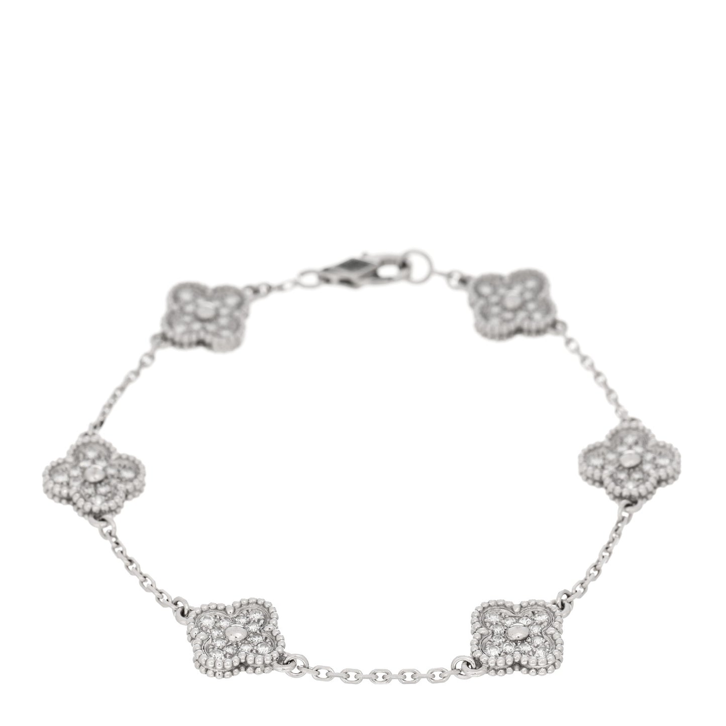 18K White Gold Diamond 6 Motifs Sweet Alhambra Bracelet
