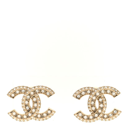 Chanel Crystal Timeless CC Earrings Light Gold 1 of 5