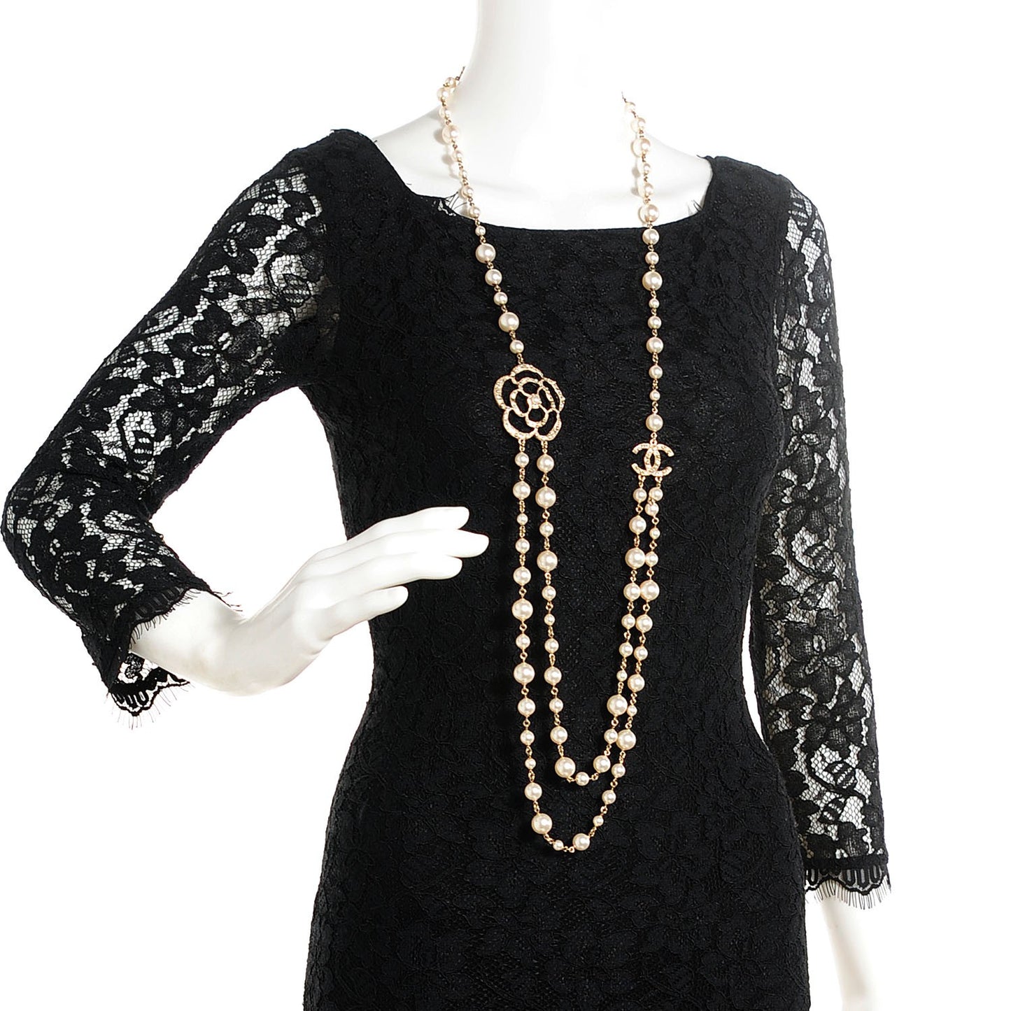Swarovski Crystal Pearl Camellia Necklace Gold