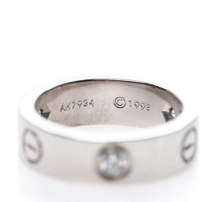 Cartier 18K White Gold 3 Diamond 5.5mm LOVE Ring 50 5.25 5 of 5