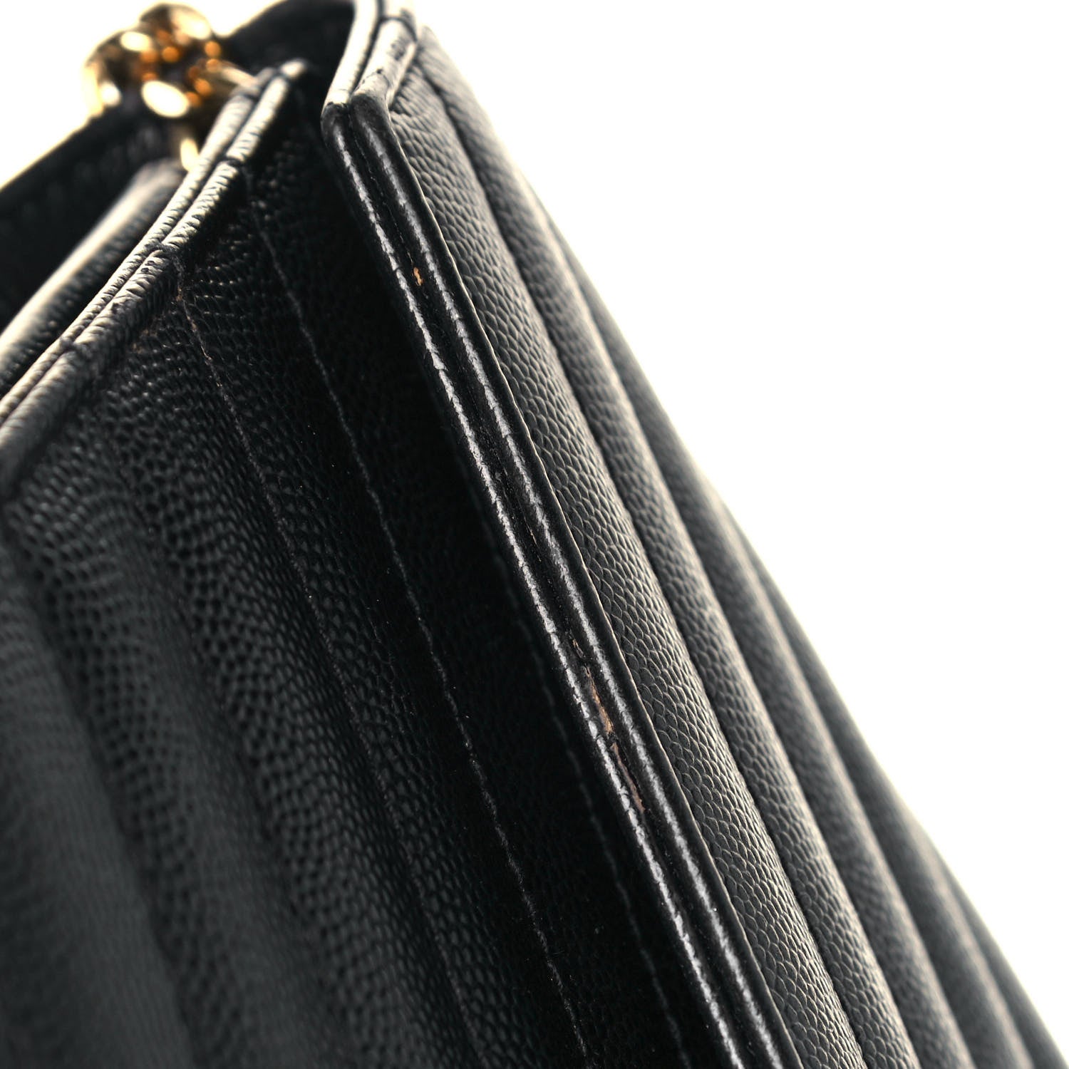 Saint Laurent Grain De Poudre Matelasse Chevron Monogram Chain Wallet Black 12 of 14