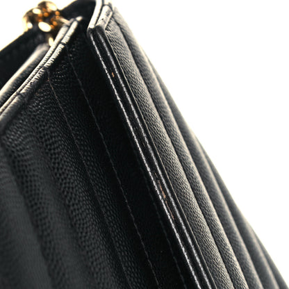 Saint Laurent Grain De Poudre Matelasse Chevron Monogram Chain Wallet Black 12 of 14