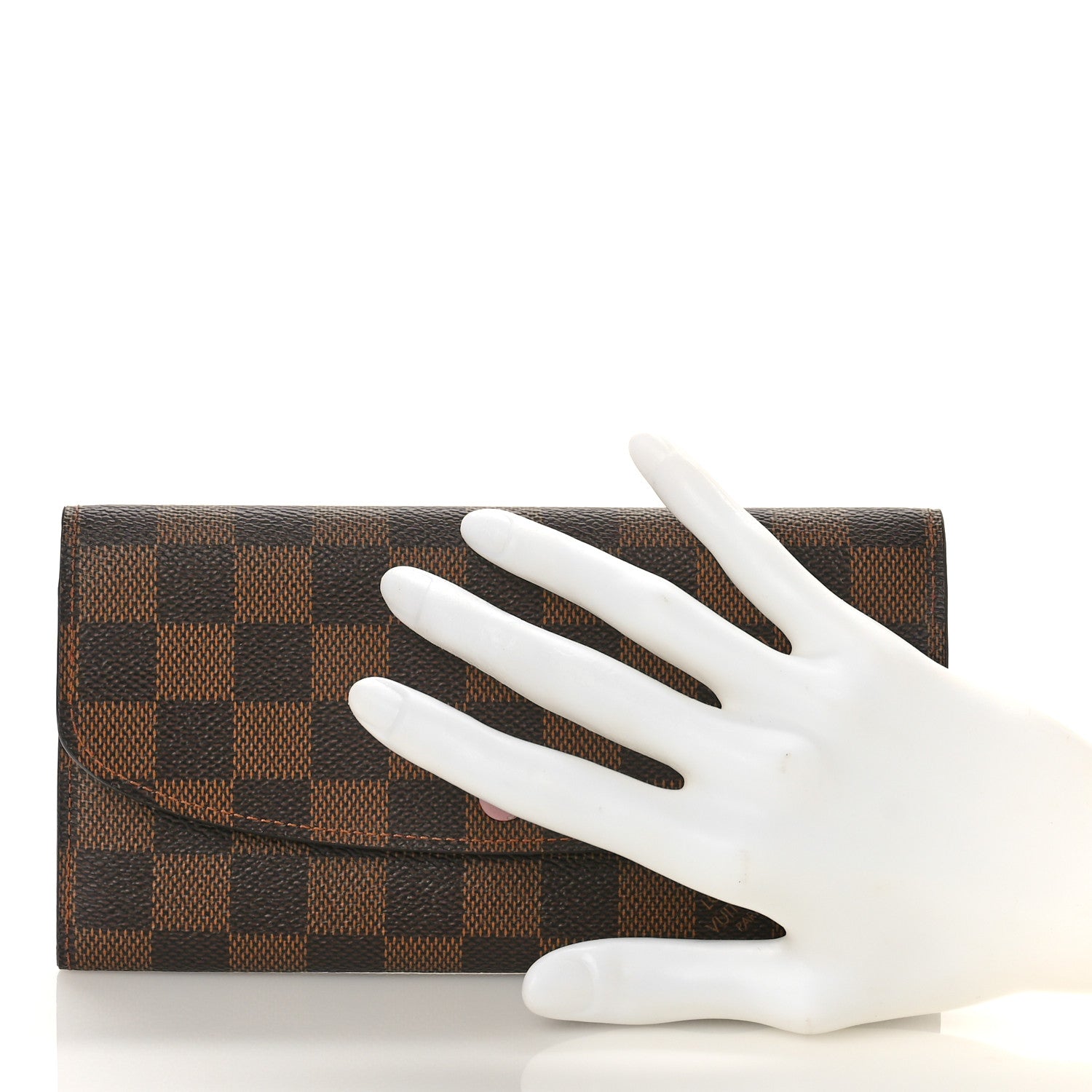 Louis Vuitton Damier Ebene Emilie Wallet Rose Ballerine 2 of 9