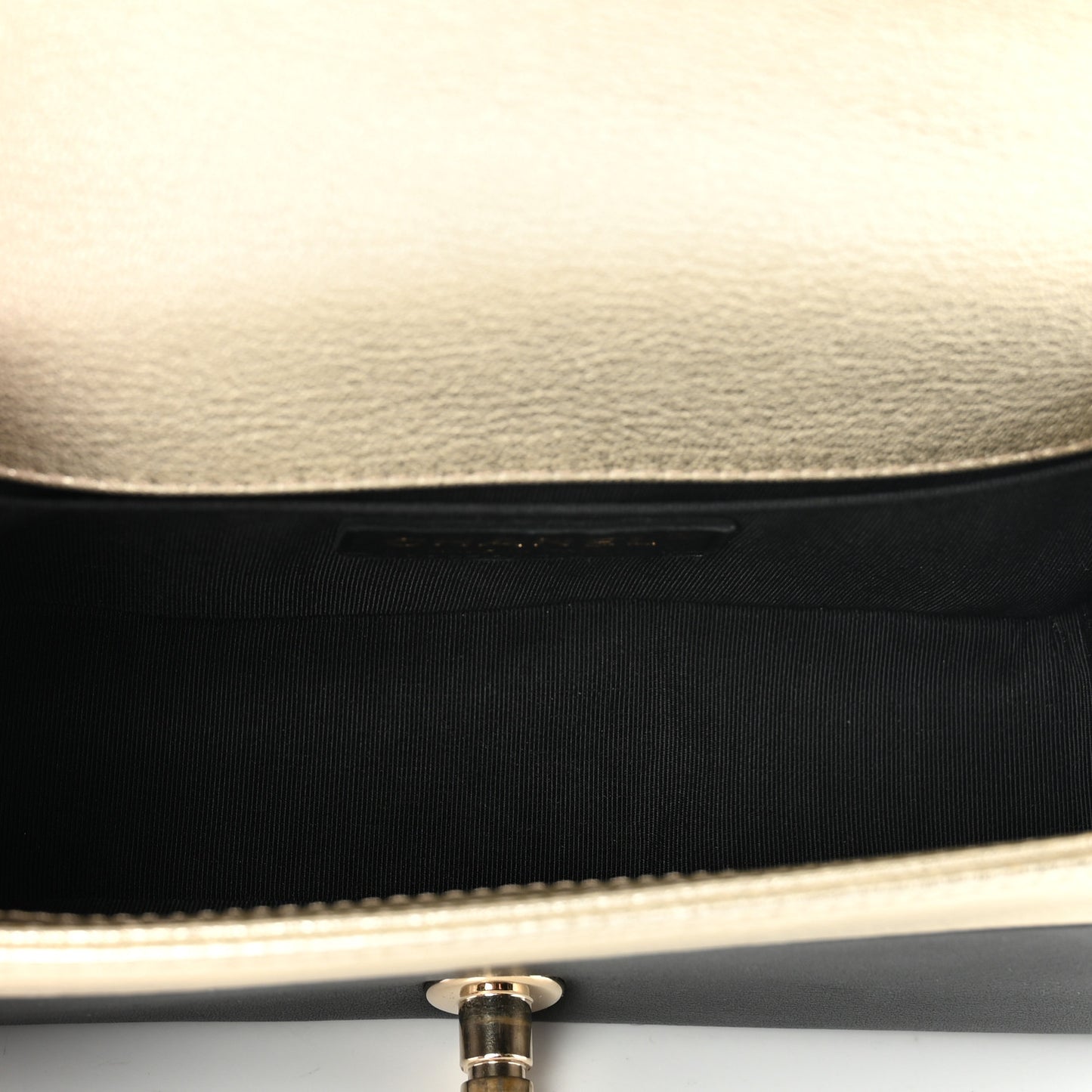 Metallic Goatskin Calfskin Small Boy Flap Gold Black