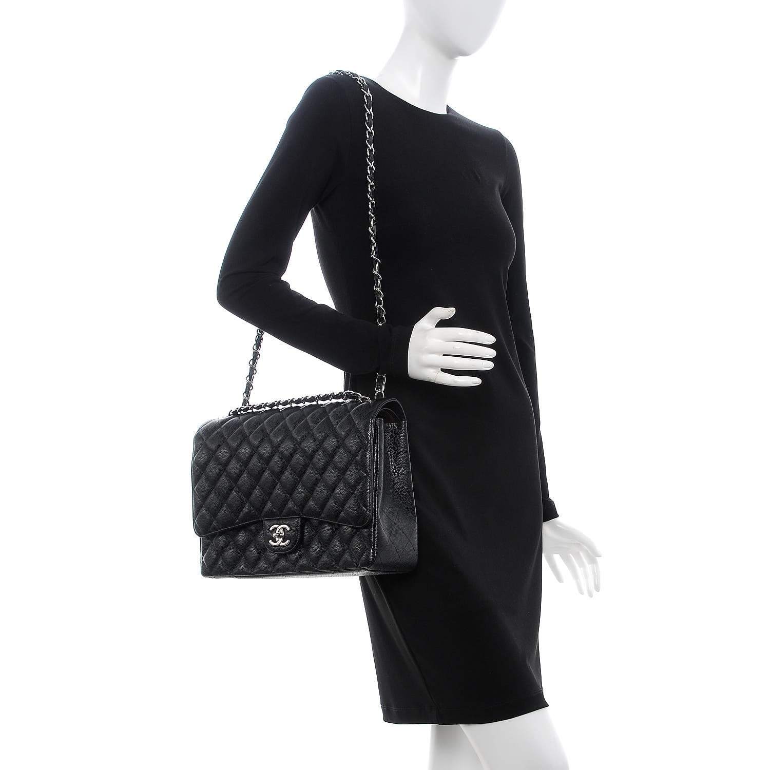 Chanel Caviar Quilted Maxi Double Flap Black 2 of 8