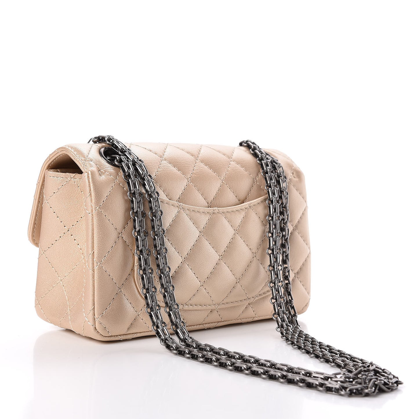 Metallic Sheepskin Quilted 2.55 Reissue Mini Flap Beige