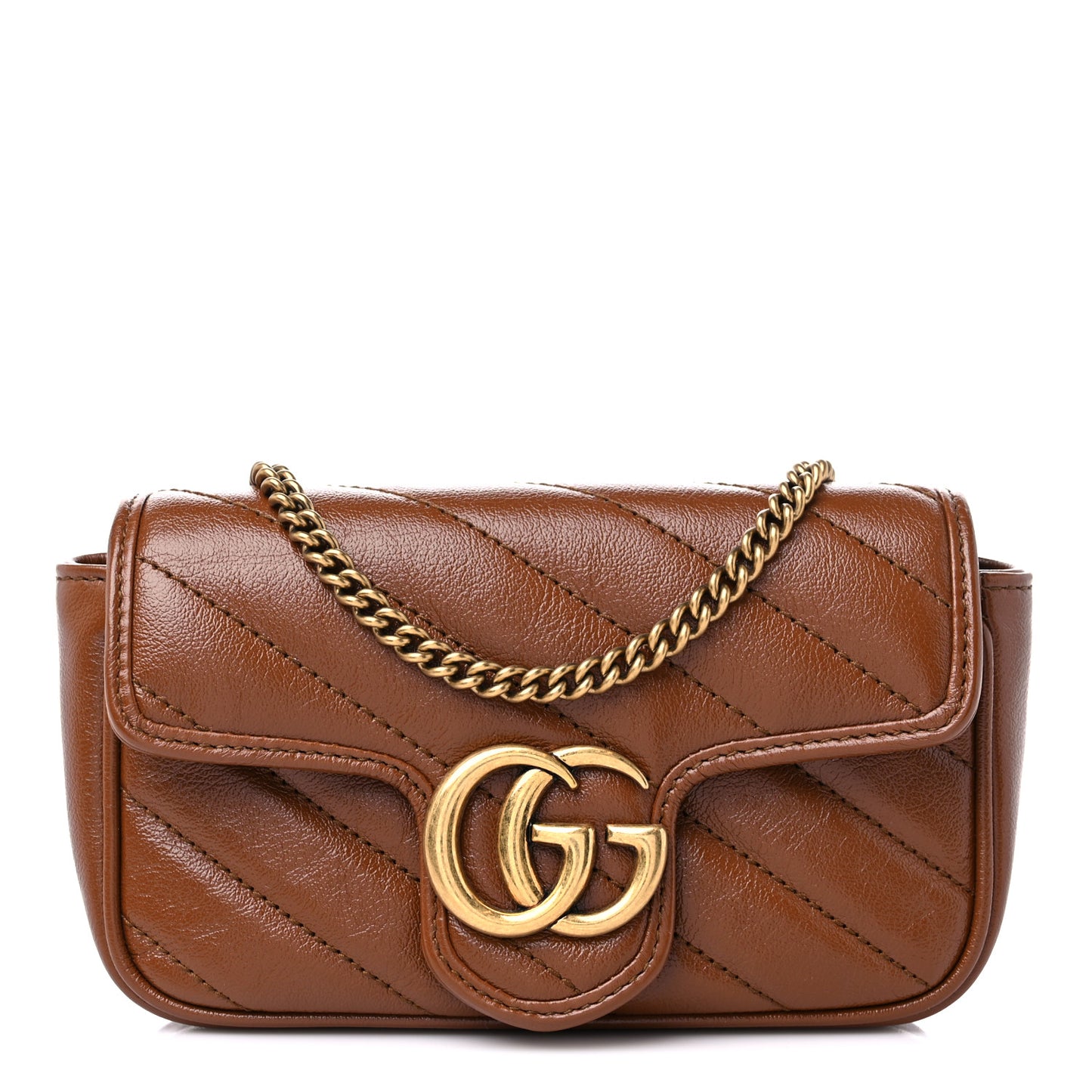 Azalea Calfskin Matelasse Diagonal Super Mini GG Marmont Shoulder Bag Cuir