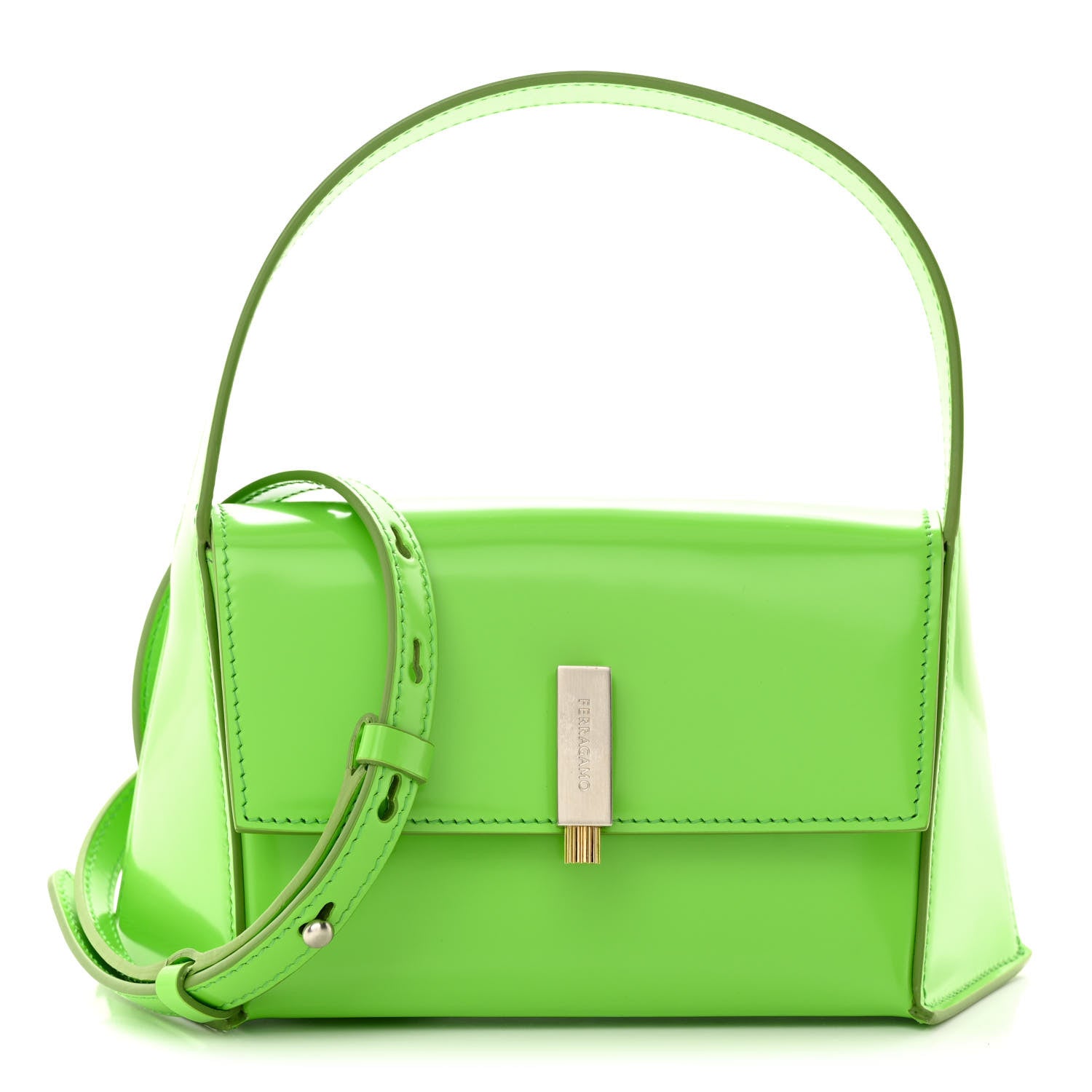 Salvatore Ferragamo Calfskin Geometric Shoulder Bag Green 1 of 13