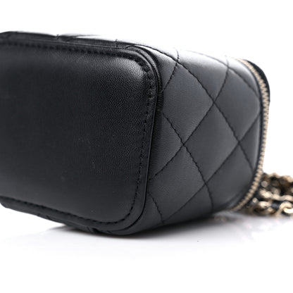 Chanel Lambskin Quilted Top Handle Mini Vanity Case With Chain Black 9 of 9