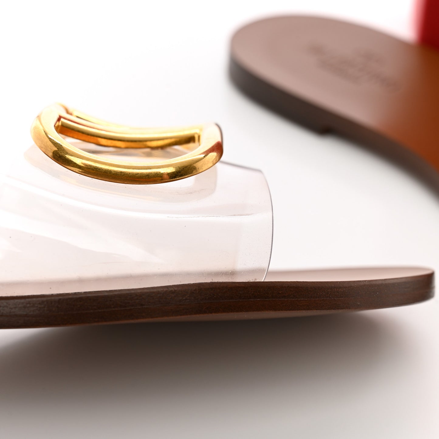 PVC Transparent Vlogo Flat Slide Sandals 37 Brown