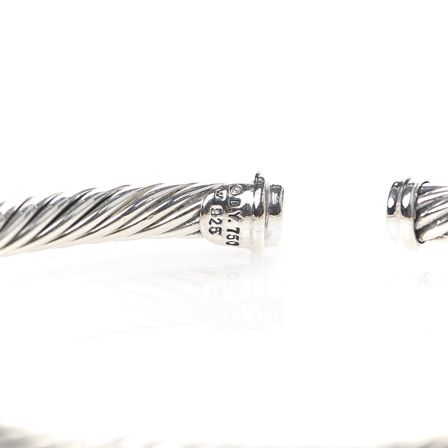 Sterling Silver 18K Yellow Gold Diamond 5mm Cable Classics Double Station Bracelet