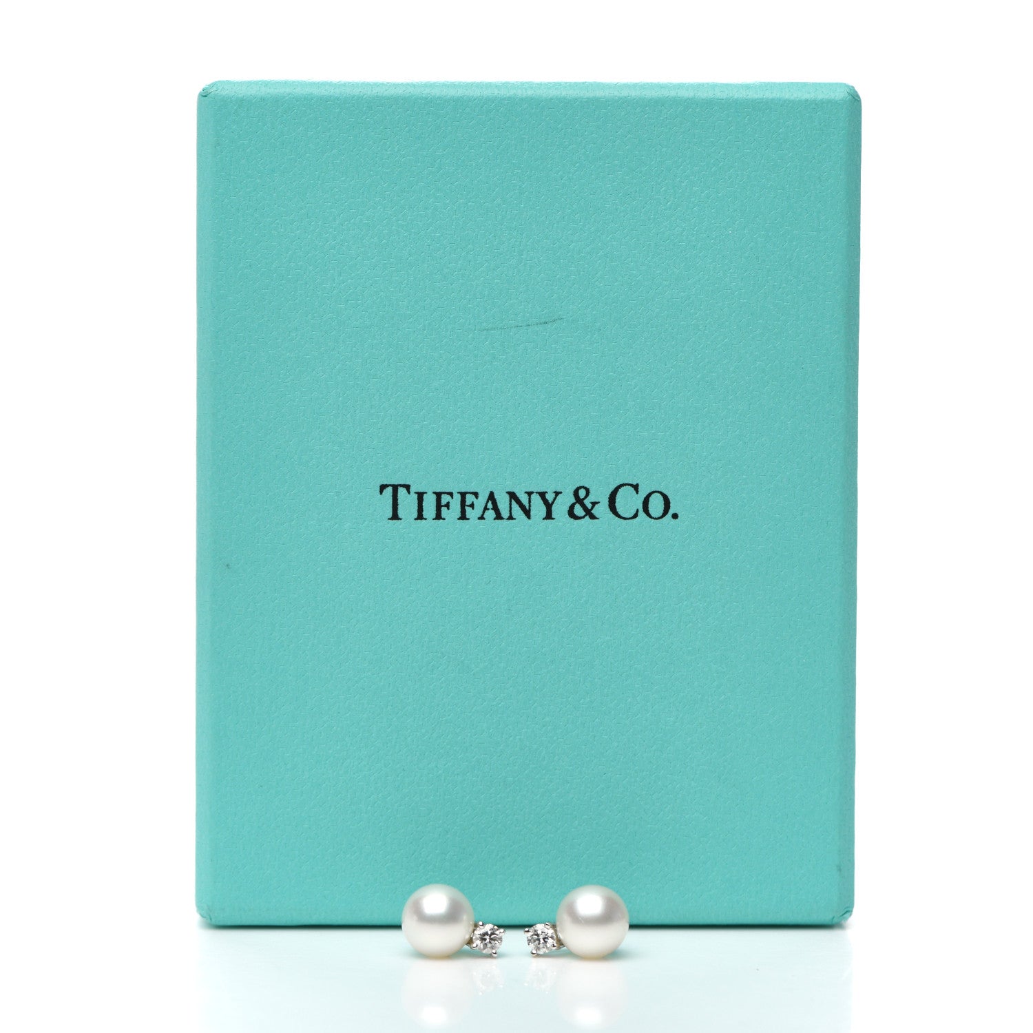 Tiffany 18K White Gold Diamond Akoya Pearl 7-7.5mm Signature Earrings 5 of 5