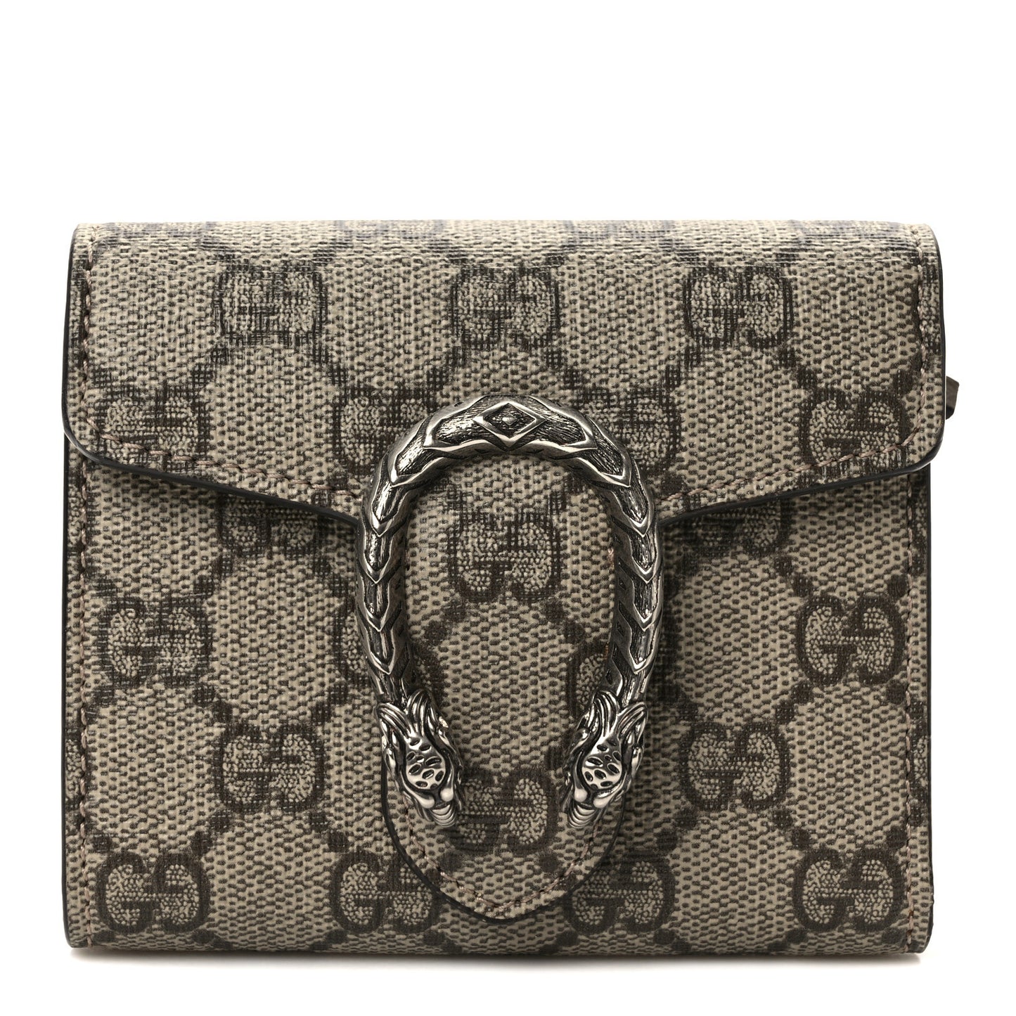 GG Supreme Monogram Dionysus Card Case Wallet Beige Taupe