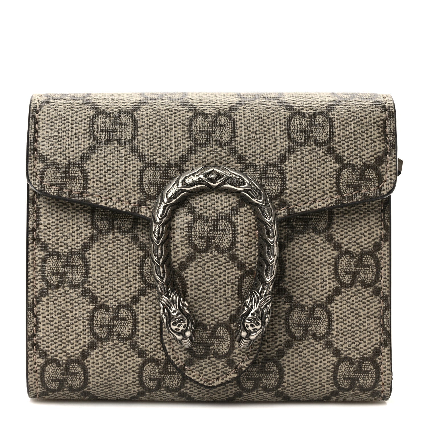 Gucci GG Supreme Monogram Dionysus Card Case Wallet Beige Taupe 1 of 6