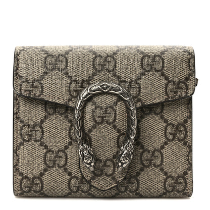 Gucci GG Supreme Monogram Dionysus Card Case Wallet Beige Taupe 1 of 6