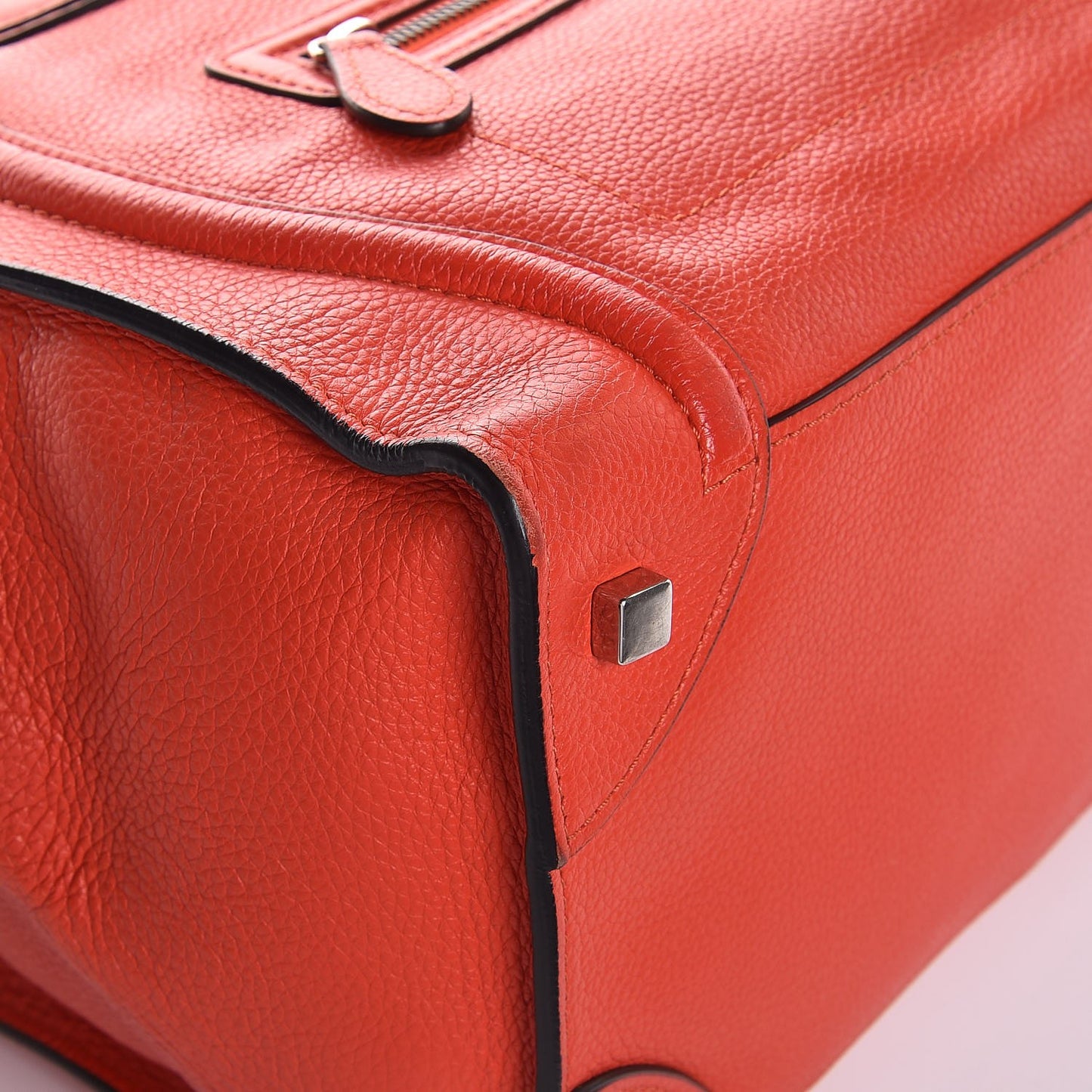 Drummed Calfskin Mini Luggage Vermillion