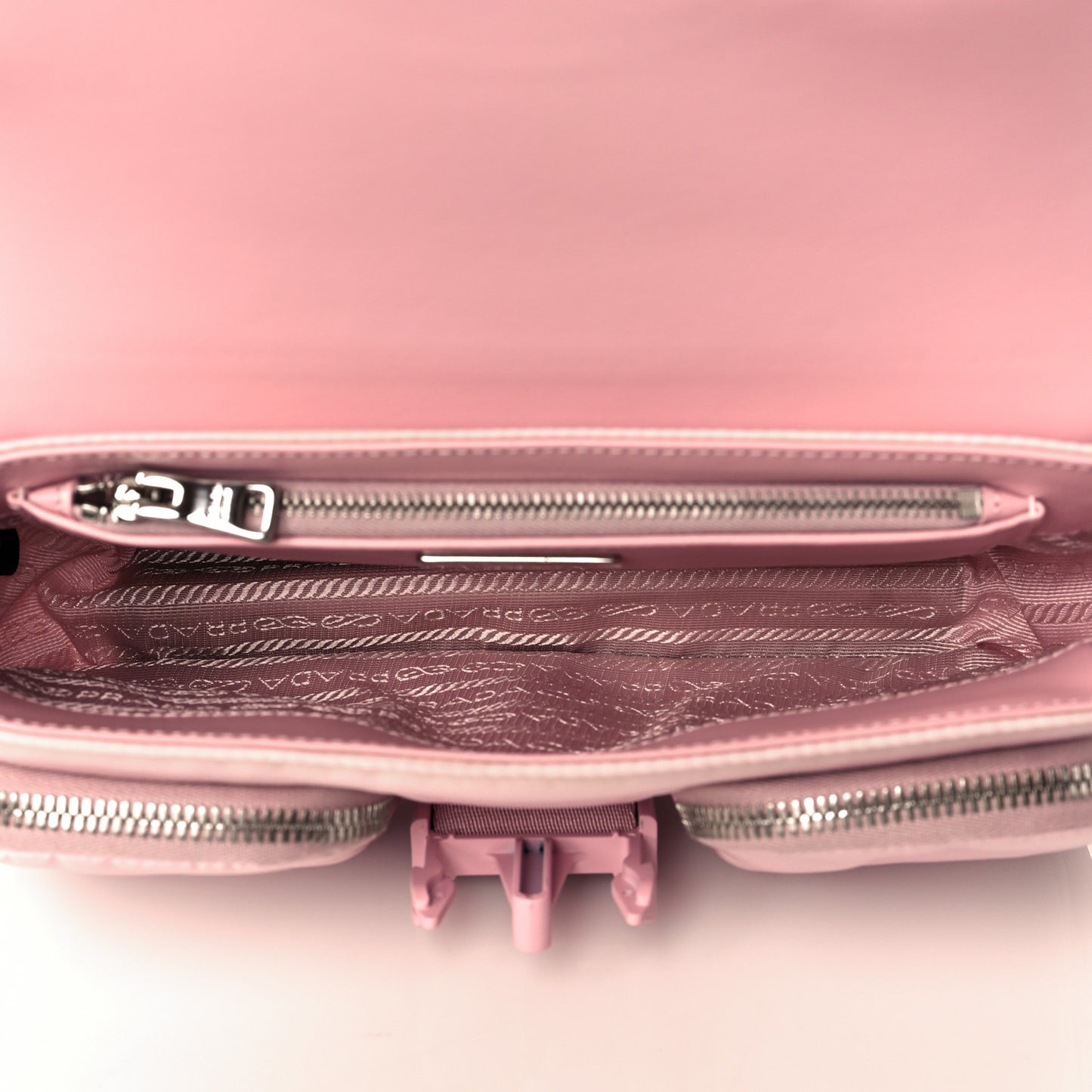 Re-Nylon Spazzolato Double Pocket Buckle Shoulder Bag Alabastro