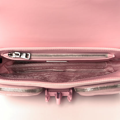 Prada Re-Nylon Spazzolato Double Pocket Buckle Shoulder Bag Alabastro 5 of 12
