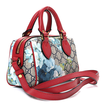 Gucci GG Supreme Monogram Blooms Mini Boston Navy Blue Hibiscus 3 of 10