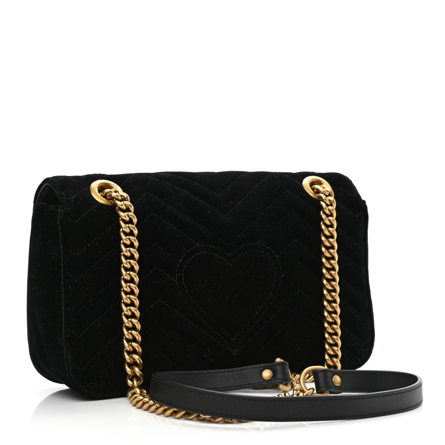 Velvet Matelasse Small GG Marmont Shoulder Bag Black