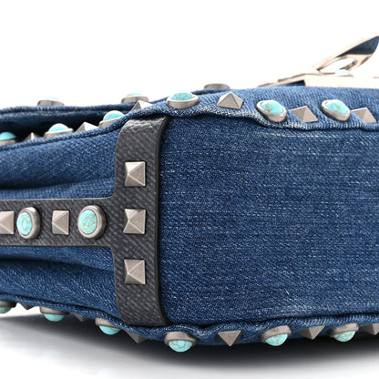 Valentino Garavani Denim Guitar Strap Rockstud Rolling Shoulder Flap Messenger Bag 8 of 10