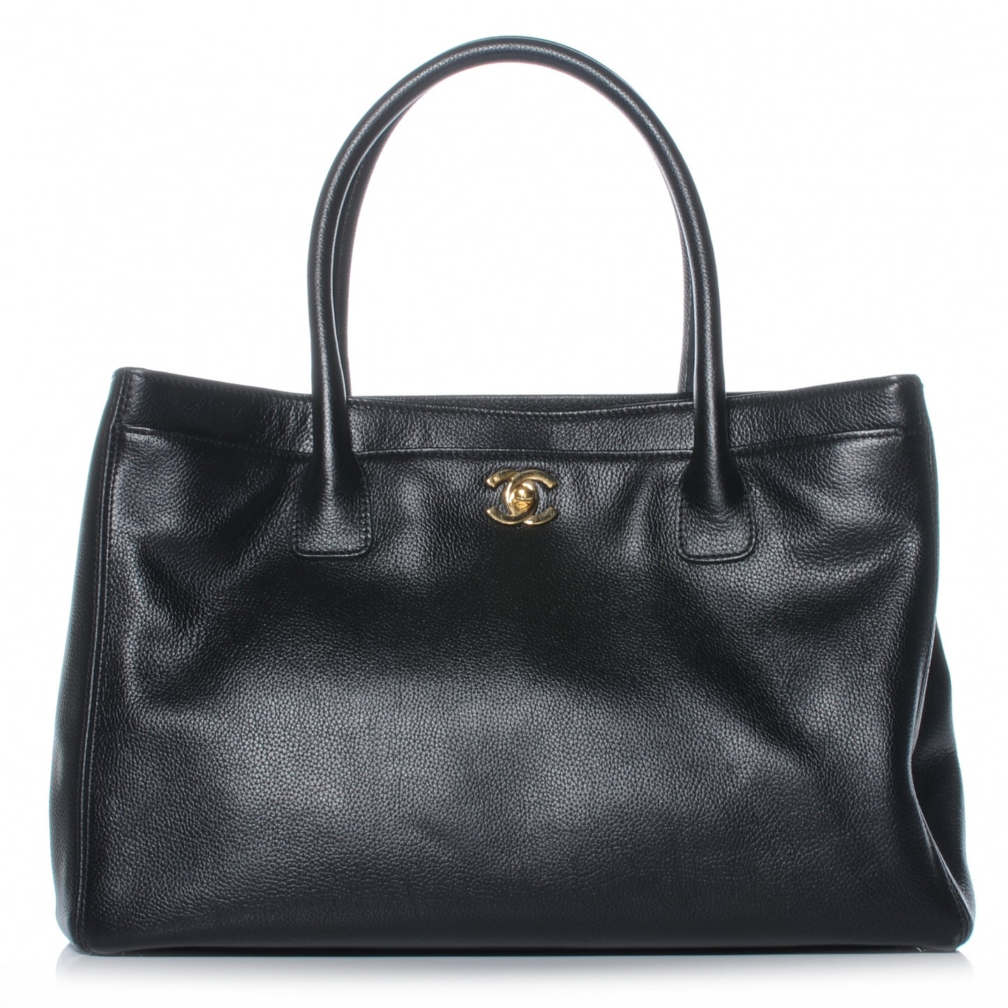 Calfskin Cerf Executive Shopper Tote Black