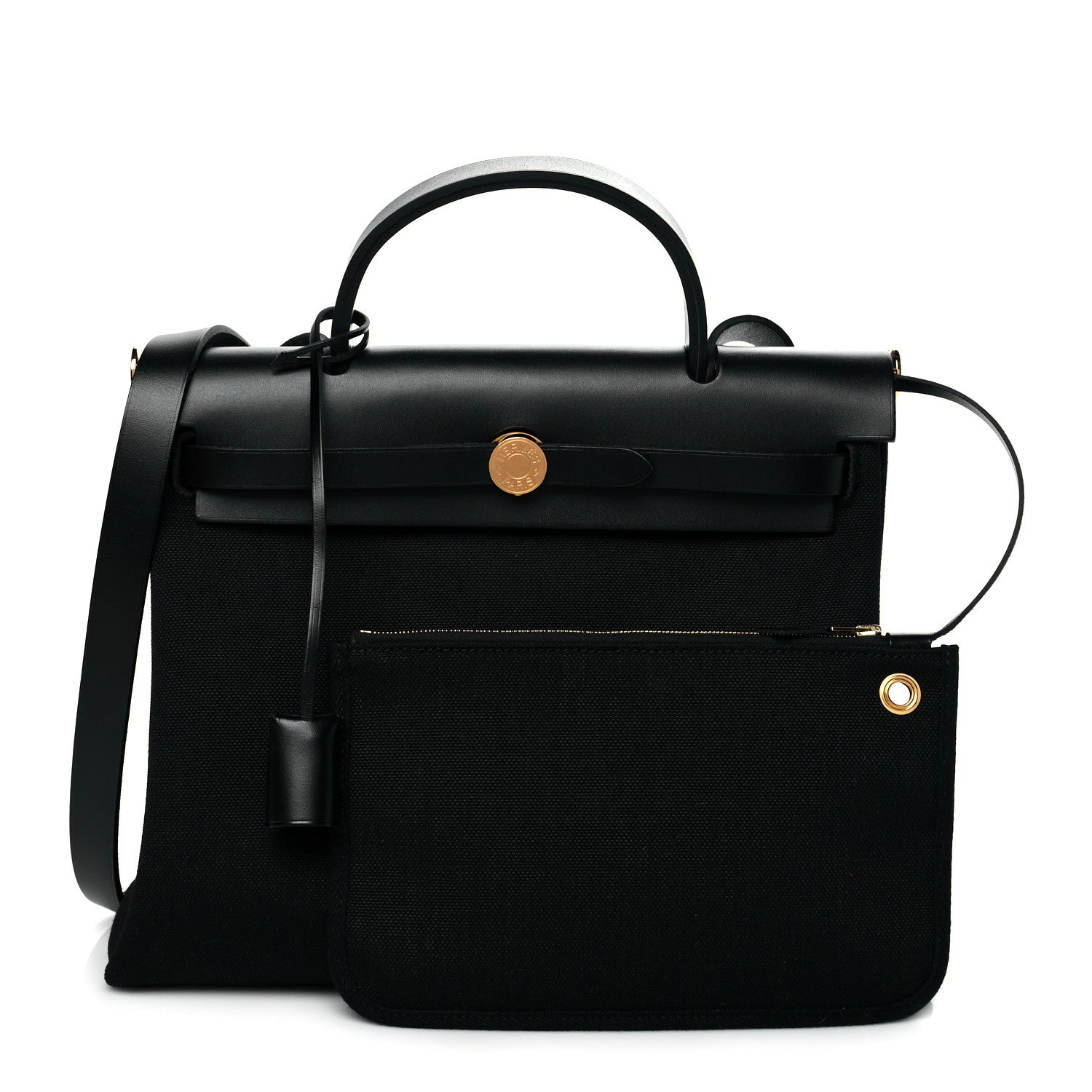 Hermes Military Toile Vache Hunter Herbag Zip Retourne 31 PM Black 1 of 11