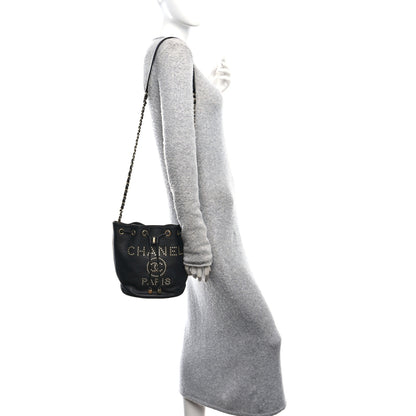 Chanel Caviar Deauville Drawstring Bucket Bag Black 2 of 10