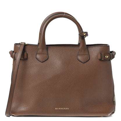 Burberry Grainy Calfskin House Check Medium Banner Tote Tan 1 of 10
