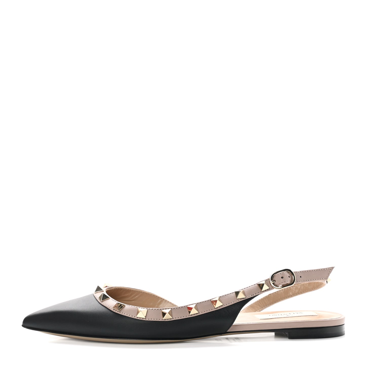 Nappa Rockstud Slingback Flats 37.5 Black Poudre