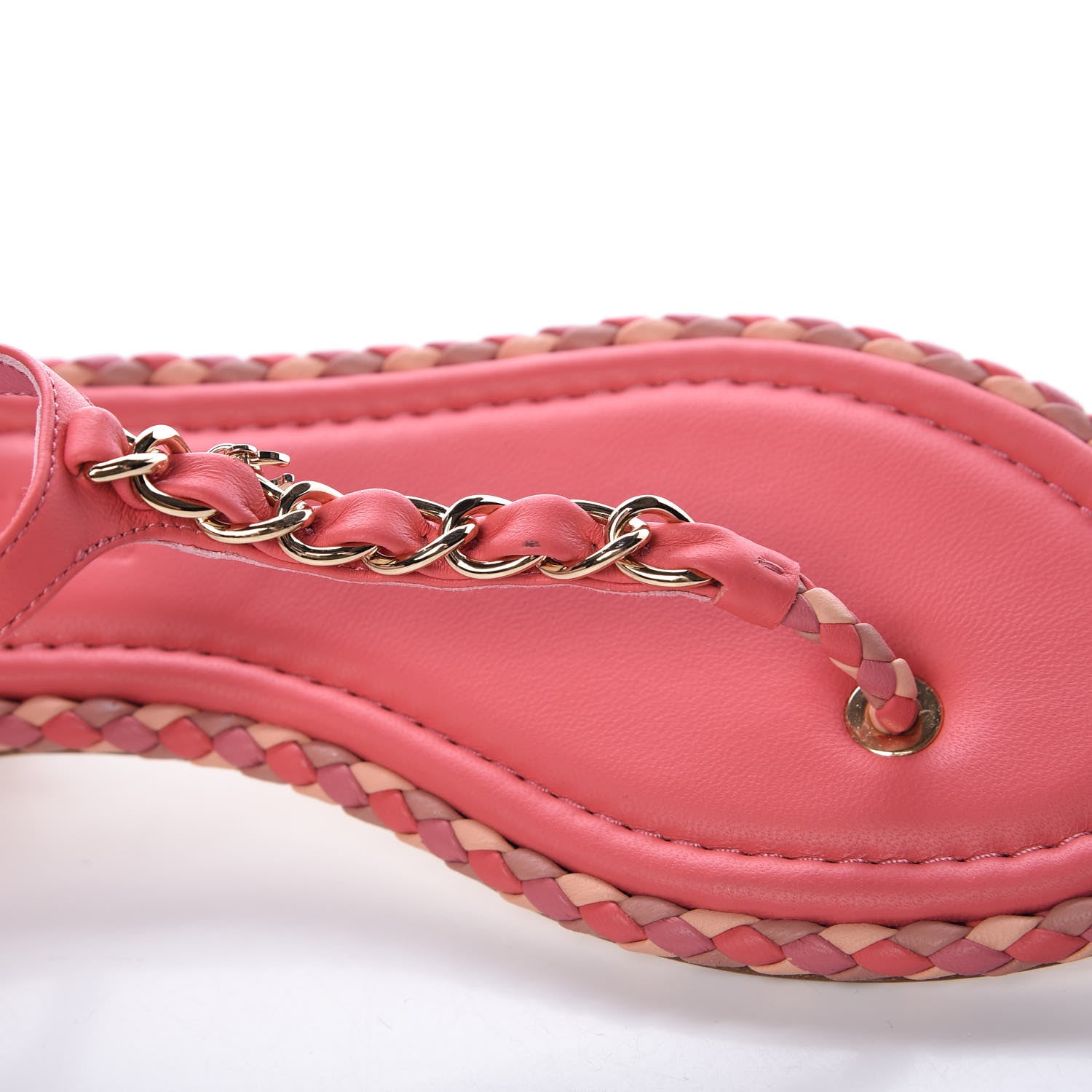 Chanel Lambskin Braided CC Logo Thong Sandals 36 Bright Pink 9 of 10