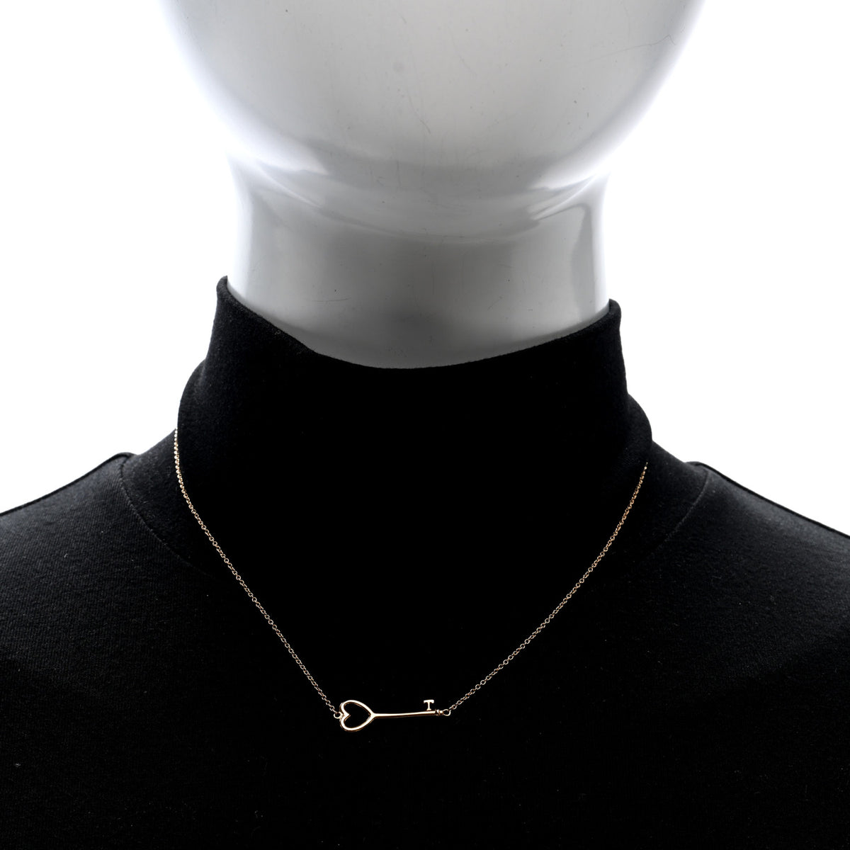 18K Yellow Gold Heart Key Pendant Necklace