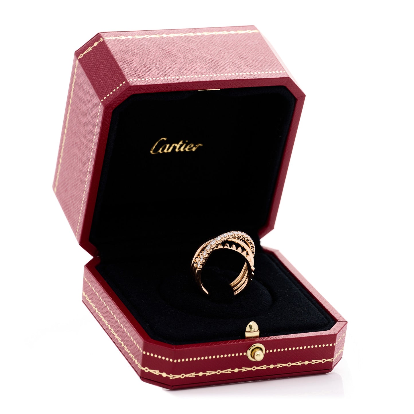 18K Pink Gold Diamond Etincelle de Cartier Semi Paved Ring 52 6