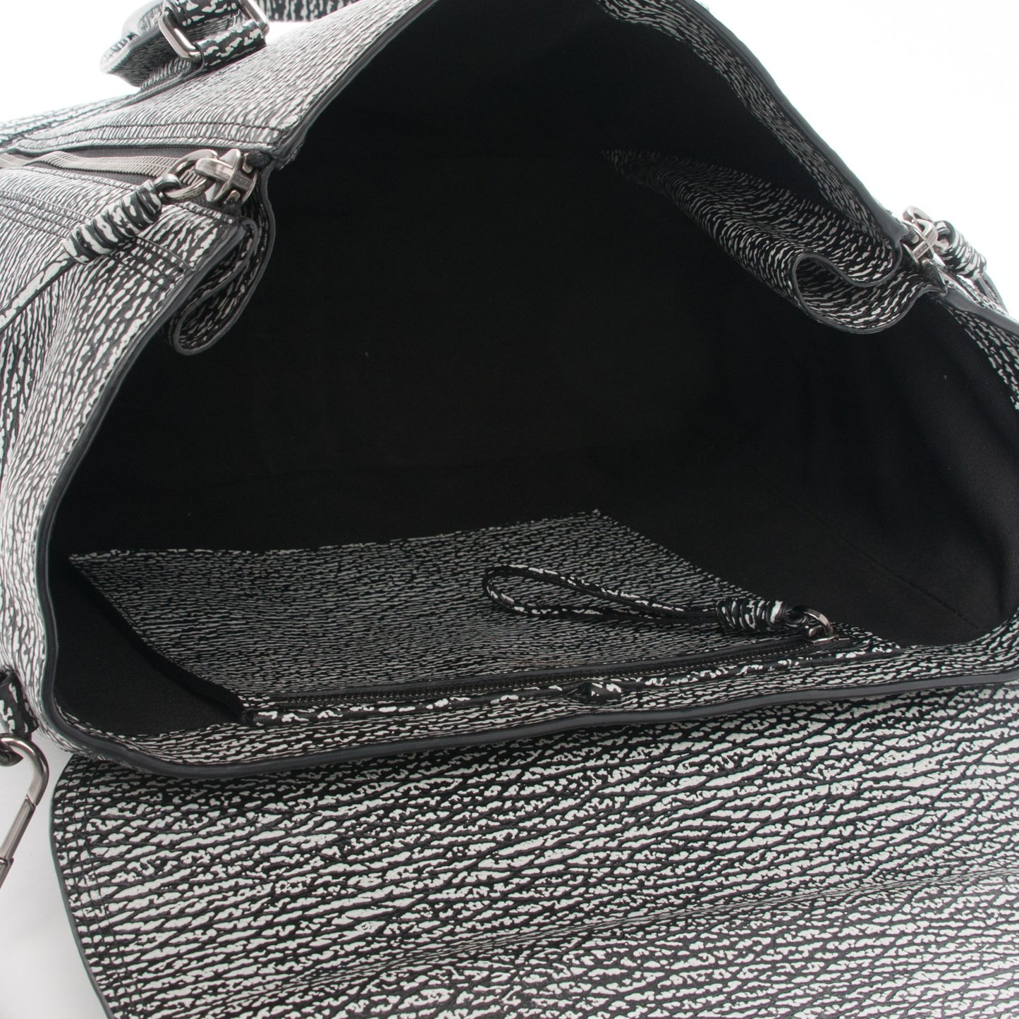 3.1 Textured Calfskin Large Pashli Satchel Black Cream