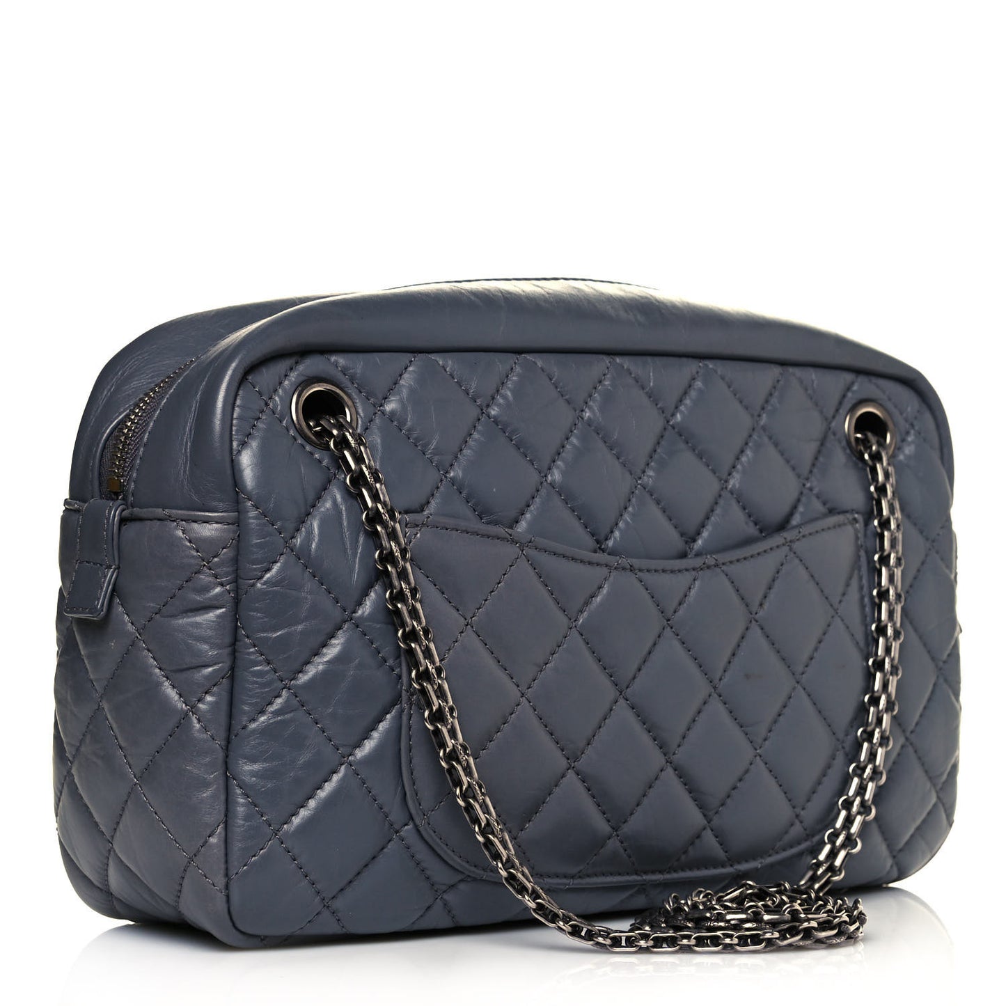 Aged Calfskin Quilted Medium Reissue Camera Case Grey