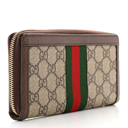 Gucci GG Supreme Monogram Web Ophidia Zip Around Wallet Brown 3 of 8