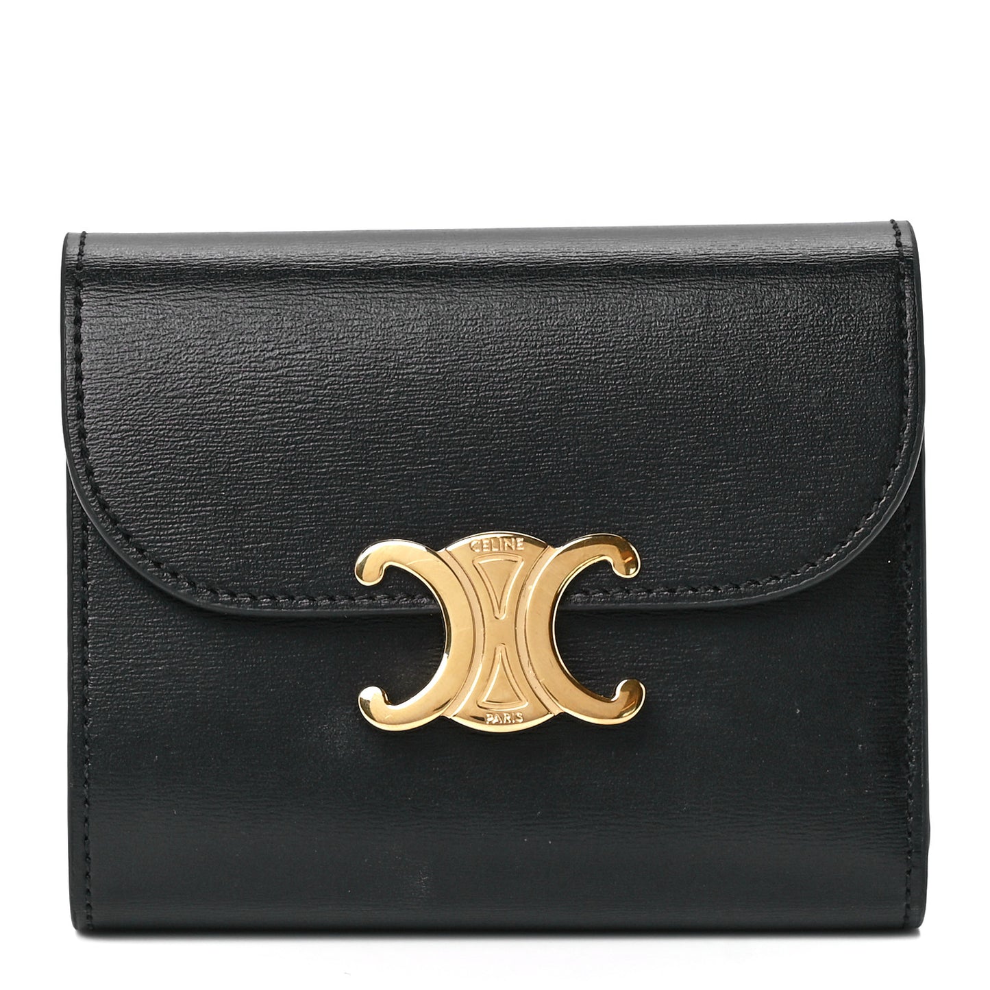 Shiny Smooth Lambskin Small Triomphe Wallet Black