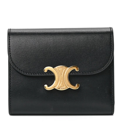 Celine Shiny Smooth Lambskin Small Triomphe Wallet Black 1 of 13