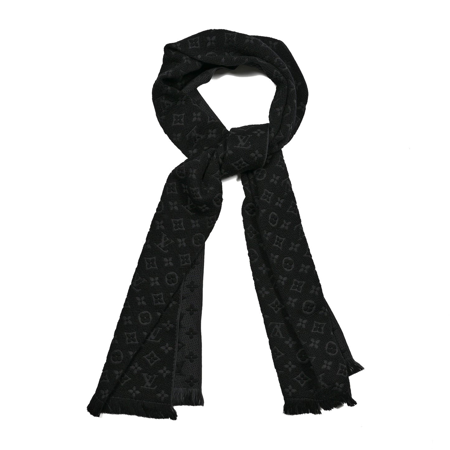 Wool Monogram Classic Scarf Black