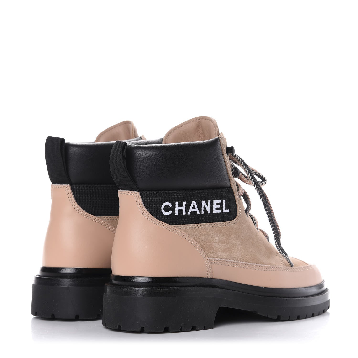 Chanel Suede Calfskin Lace Up Boots 37 Pink 4 of 10