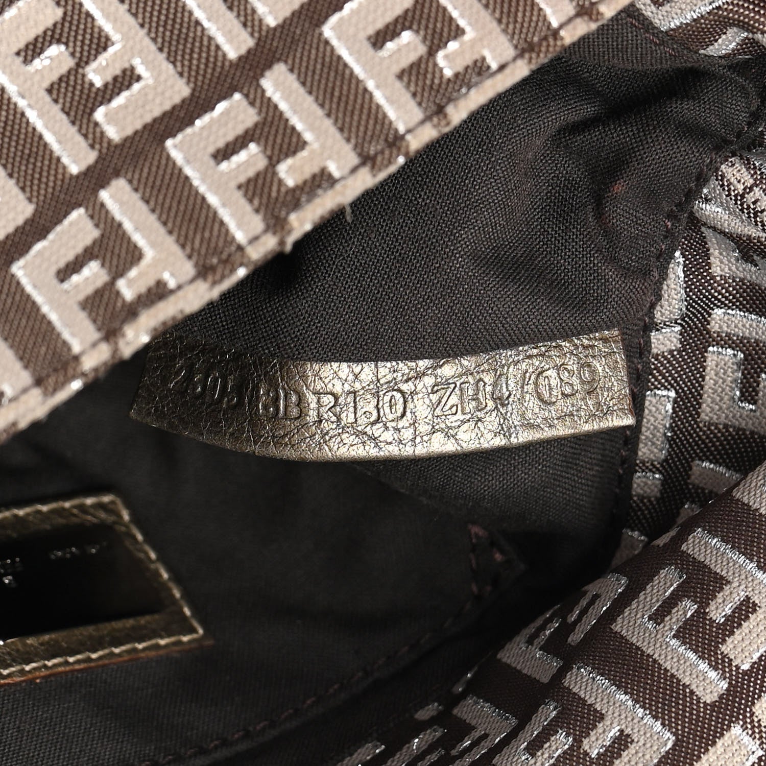 Fendi Metallic Zucchino Mini Mama Baguette Caffe Argilla Canna di Fucile 7 of 13