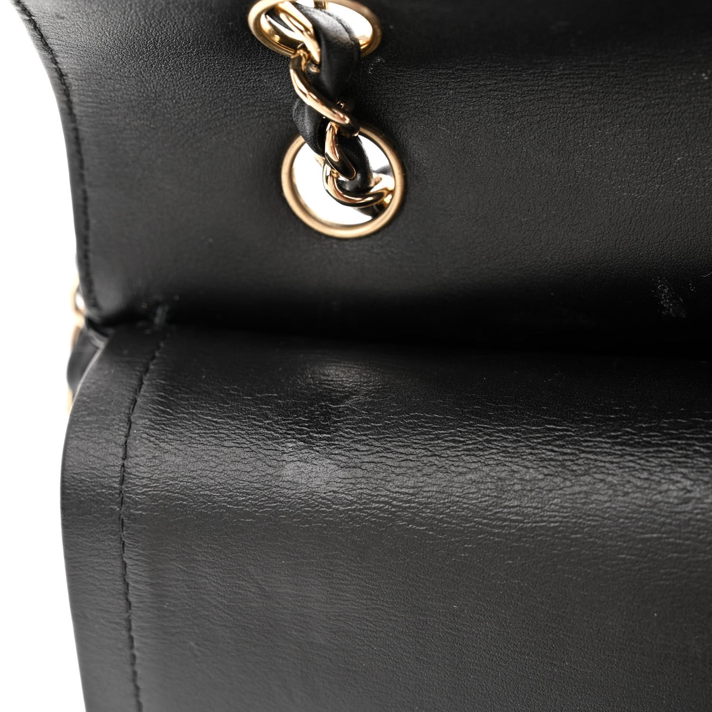 Patent Quilted Medium Double Flap Black