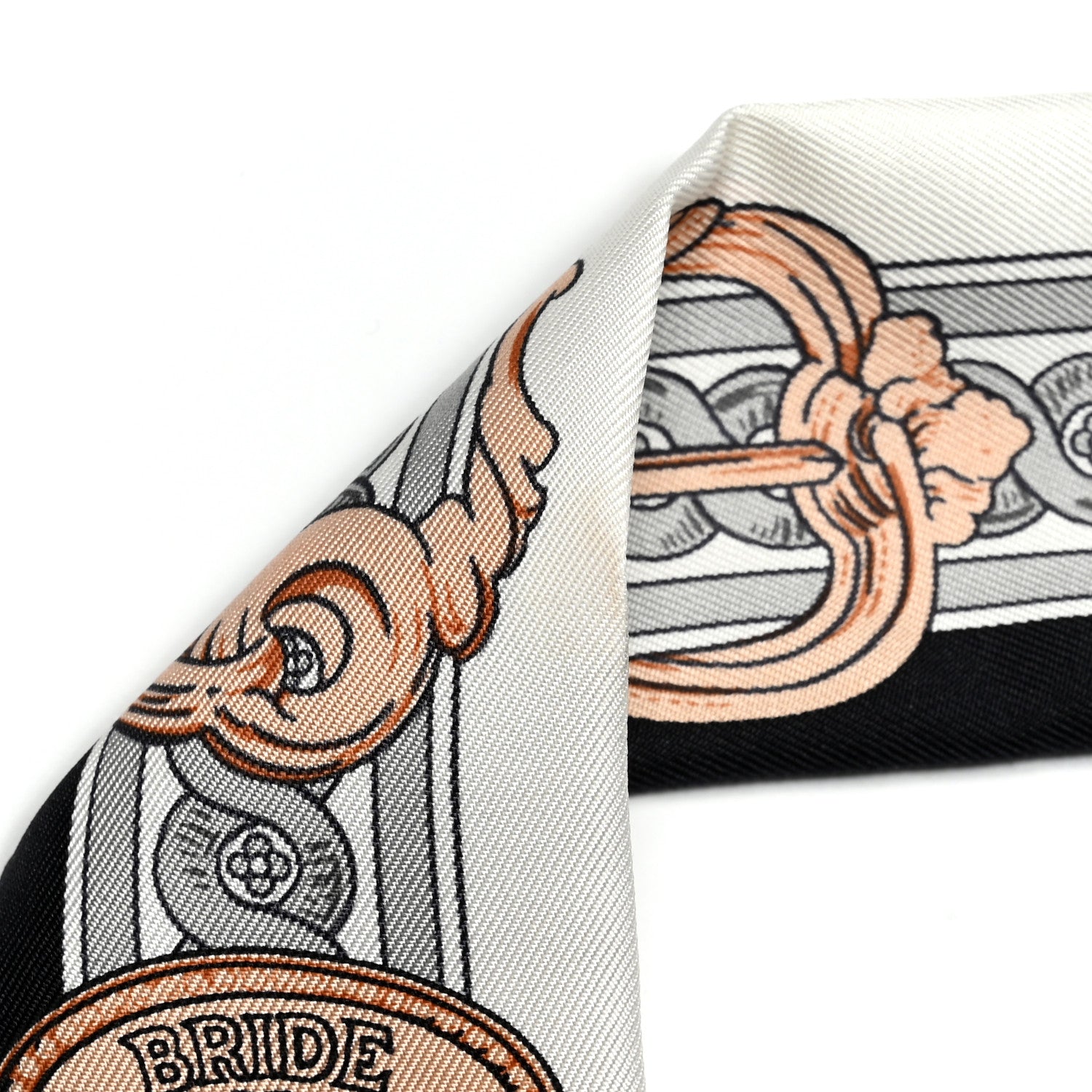 Hermes Silk Bride De Cour Twilly Black White Or Rose 5 of 5