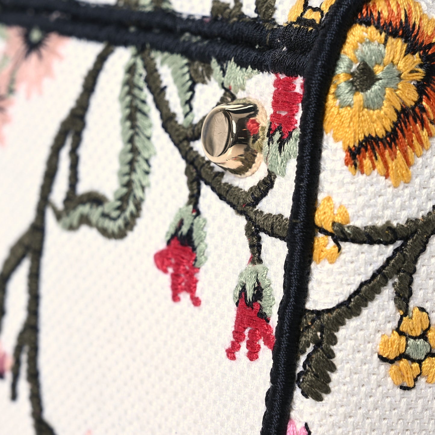 Canvas Embroidered Medium Lady D-Lite Ecru Multicolor