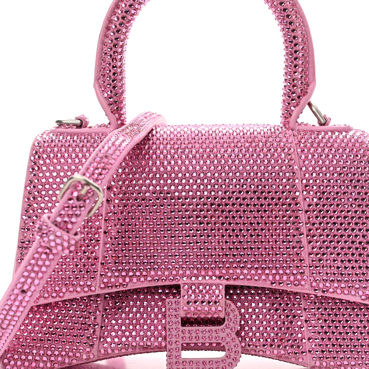 Balenciaga Strass Suede Hourglass Top Handle Bag XS Pink 9 of 16