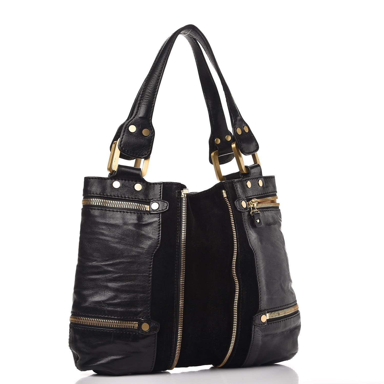 Jimmy Choo Calfskin Suede Mona Tote Black 3 of 11