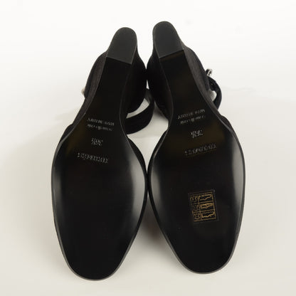 Hermes Suede Goatskin Lively Slingback Strap Pumps 36.5 Black 6 of 10