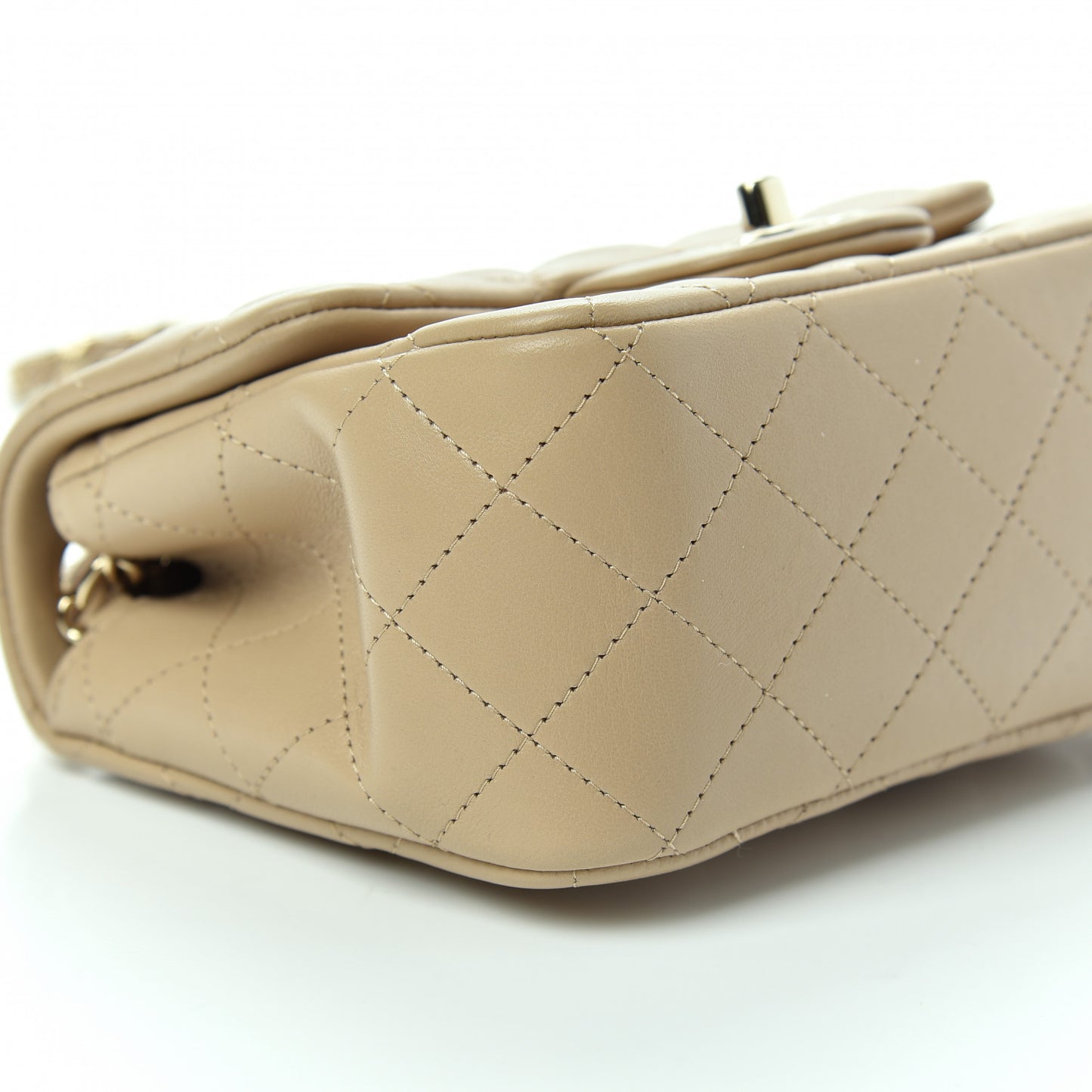 Lambskin Quilted Mini Square Flap Beige